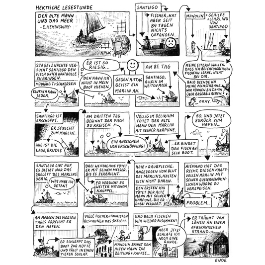 Druck Hektische Lesestunde 9 der alte Mann und das Meer im Umschlag